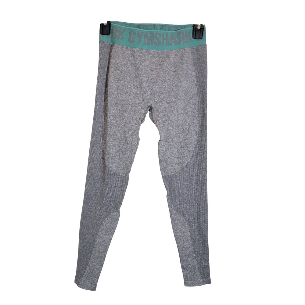 Gymshark Flex Seamless Leggings Grey Marl Turquoise Medium Workout Gym Yoga Lift